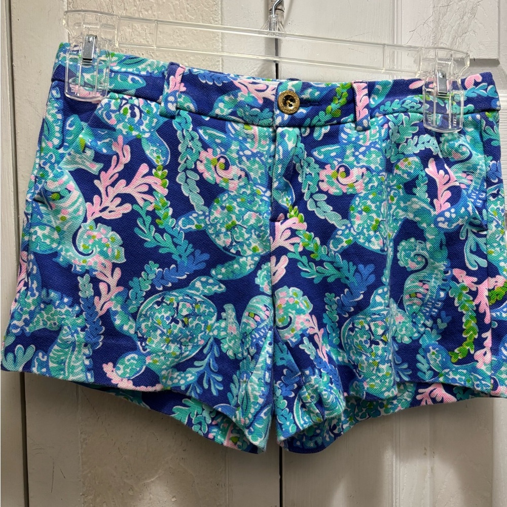 Lilly Pulitzer Navy Blue Multi Floral Paisley High Waist Shorts